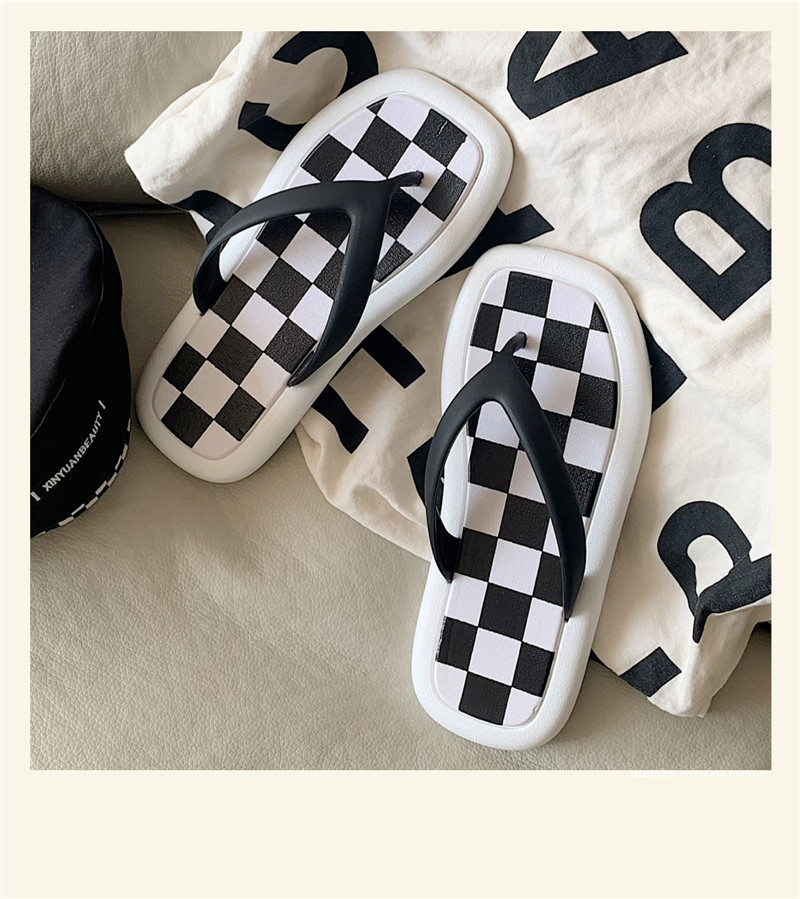 Custom Printed Flip Flops Checkerboard EVA PE Flip-flops Slippers for Mens Women