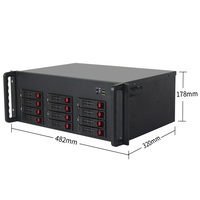 Casing Server Ultra Pendek Kedalaman 320mm 4U 12bay Hot Swap, Casing Komputer, Penyimpanan CCTV, Kompatibel ATX MATX ITX, Chassis Server