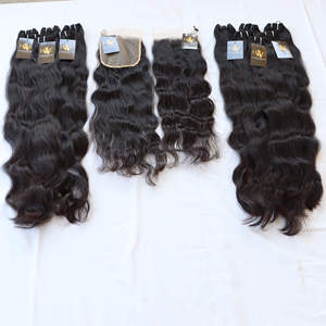 Cabello alineado con cutícula en bruto sin procesar, extensiones de cabello humano peruano ondulado con cierre de encaje 6x6 Hd, Extensiones de Cabello 100% Virgen sin procesar - Product Image 1
