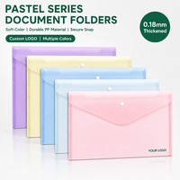 Pochette porte-documents A4 ultra-transparente en PP, épaisseur 0,18 mm, avec fermeture à pression et poche pour étiquette, pour rangement de bureau