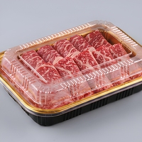 Voedselveilige transparante verpakking met deksel, zwarte gouden basis, displaydoos voor cake, fruitsalade, dessert, snoep, 7 maten, herbruikbare verpakking