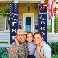 Drapeau américain Intérieur/Extérieur Panneau de porche Patriotic Soldier Memorial Day Fourth july Independence Day Celebration Reusable Banner