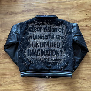 <span class=keywords><strong>Giacca</strong></span> da Lavoro Personalizzata OEM NEOHOPE Lavaggio Acido Vintage <span class=keywords><strong>Oversize</strong></span> con Lettera Ricamata e Strass <span class=keywords><strong>Giacca</strong></span> Varsity da <span class=keywords><strong>Uomo</strong></span> con Maniche in <span class=keywords><strong>Pelle</strong></span> - Product Image 6