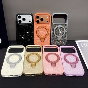 Funda de Lujo con Purpurina Brillante y Anillo Soporte Cuadrado para iPhone 17, 17 Air, 17 Pro Max - Funda para Mujer - Product Image 1