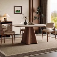 Tables à manger rondes en bois massif avec plateaux en marbre et chaises – Ensemble de mobilier de luxe moderne pour appartement – Vente en gros