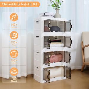 Boîte de rangement à chaussures moderne et élégante en plastique transparent crème, à un seul niveau, durable et multifonctionnelle, pour le salon - Product Image 3