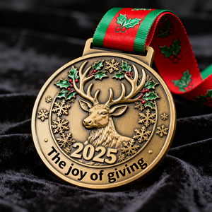 Медаль на память в винтажном стиле 2025 года с индивидуальным логотипом, из антикварной латуни, литая, с УФ-печатью, матовая отделка, для праздничных мероприятий - Product Image 3