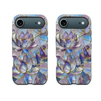 Étui de téléphone magnétique 2-en-1 avec motif de fleurs de lotus pour 15 Pro Max - Étuis de téléphone portables fins et résistants aux chocs