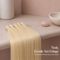 Extensions de cheveux tissées à franges droites blond pâle jaune, pour présentation en magasin et photographie