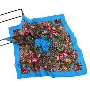 <span class=keywords><strong>Foulard</strong></span> carré russe 80x80 cm, motif floral ethnique, imprimé, pour femmes, hijab, bandeau, écharpe <span class=keywords><strong>Ukraine</strong></span> - Product Image 3