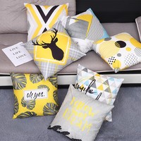 Offre Spéciale jaune gris décor velours personnalisé unilatéral Double face imprimé taie d'oreiller housses de coussin taie d'oreiller