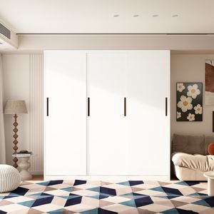 Freistehender Moderner Stahl-Schiebeschrank mit 6 Regalen zur Kleideraufbewahrung Umweltfreundliches Schlafzimmermöbel Einfache Montage - Product Image 2