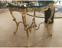 Table chauffante française OE-FASHION Vintage Villa Star Hotel cuivre plus table d'affichage du hall en marbre vert foncé