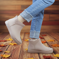Bottes de pluie pour femmes tendance, tube bas, couleur unie, PVC, chaussures à nœud pour femmes, été, hiver, automne, caoutchouc pour l'exportation, commerce extérieur
