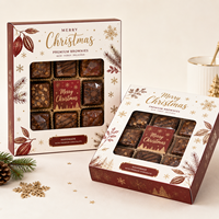 Boîte pliante en carton blanc 350 g/m² imprimée sur mesure avec vernis sélectif UV et pelliculage mat pour emballage cadeau de brownies de Noël
