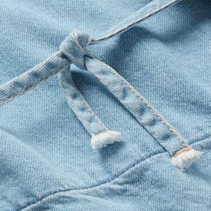 Veste en jean ample bleu clair 100 % coton à épaules tombantes pour homme - Product Image 4