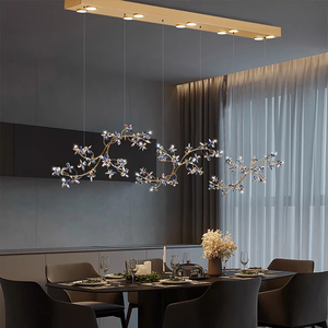 Lustre LED design branche d'arbre nordique à hauteur réglable, éclairage de plafond personnalisé motif floral pour projets MD92497 - Product Image 4