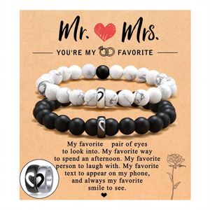 Wholesale Handmade <b>Best</b> <b>Friends</b> Lover Couples Distance 2Pcs/Set Engraved Heart Natural Stone Bead <b>Bracelet</b> for Gift - Product Image 4