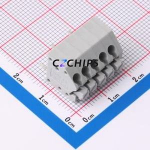 MX250-3.5-05P-A-GY01-Cu-A Spring Terminal Block Through hole Component (THT),P=3.5mm Connector 1x5P 3.5mm Gray Through Hole - Product Image 1