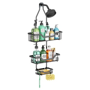 Pour Amazon support de rangement mural <span class=keywords><strong>en</strong></span> métal transfrontalier pour caddie de douche aucun perçage requis montage <span class=keywords><strong>en</strong></span> coin pratique pour salle de bain - Product Image 5