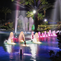 Fontaine musicale décorative moderne pour extérieur, petite piscine, zone sèche, avec lumières RGB, en acier inoxydable