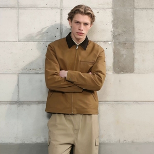 Мужская винтажная демисезонная куртка-бомбер на молнии из экологичного ветрозащитного флиса с контрастным отложным воротником, молодежная, комфортная, универсальная - Product Image 2