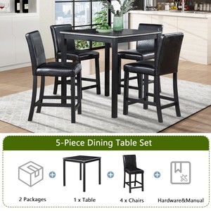 5 Piece Modern Counter Height Dining <b>Table</b> Set with MDF <b>Square</b> <b>Table</b> 4 Upholstered Chairs Crystal Decor Durable & Eco-Friendly - Product Image 4