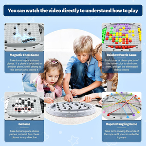 Jeu <span class=keywords><strong>de</strong></span> <span class=keywords><strong>société</strong></span> magnétique 4-en-1 pour enfants : échecs, débordsements <span class=keywords><strong>de</strong></span> cordes, Go et élimination <span class=keywords><strong>de</strong></span> perles arc-en-ciel – <span class=keywords><strong>Jeux</strong></span> classiques et jouets - Product Image 2