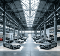 Structure en acier préfabriquée sur mesure pour salle d'exposition automobile, grande portée claire avec poutres en H pour centre de service de concessionnaires automobiles 4S en métal