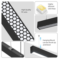 Éclairage linéaire LED moderne pour bureau Lumière d'inondation en nid d'abeille réfléchissante anti-gare Lampe suspendue linéaire en aluminium 45W
