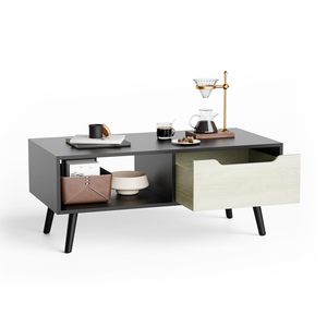 <span class=keywords><strong>Mesa</strong></span> de Centro Moderna de Madera con Almacenamiento, Duradera y Fácil de Limpiar, Diseño Minimalista de Mediados de Siglo, Muebles de Sala de Estar, Color Negro - Product Image 6