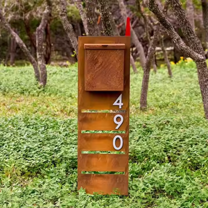 Buzón de Metal Personalizado, Buzón Decorativo de Acero Corten con Número, Buzones Residenciales Modernos para Exteriores - Product Image 4