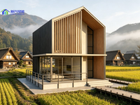 100 ㎡   Villa modulaire de luxe contemporaine avec fenêtres pleine hauteur, salles de bain en suite, prête pour l'énergie solaire