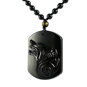 Obsidian-colgante de tótem de lobo para hombre y mujer, colgante de jade seguro, colgante con personalidad - Product Image 1