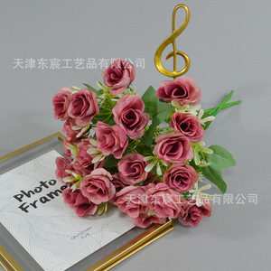 ช่อดอกกุหลาบประดิษฐ์ Dongchen Crafts 12 ดอก ดอกไม้ผ้าไหม สีขาว สีแชมเปญ สีส้ม สำหรับตกแต่งงานแต่งงาน ตกแต่งบ้าน - Product Image 2