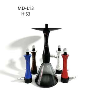 Modern Marble Finish <b>Hookah</b> Set Glass Base Black Dome Portable Water <b>Pipe</b> for Lounge and Home Use - Product Image 1