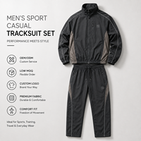 Survêtement Homme Personnalisé avec Logo OEM, Veste Zippée Charbon, Pantalon Coupe Droite, Piping Colorblock – Fournisseur en Gros pour Marques