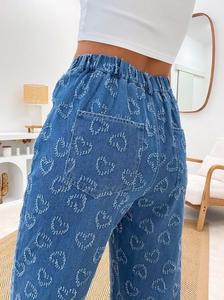 Phụ Nữ Mới Củ<span class=keywords><strong>a</strong></span> Jeans Rử<span class=keywords><strong>a</strong></span> Sạch Denim Quần Hot Bán Mỏng Phù Hợp Với Thẳng Chân Jean Quần Cho Phụ Nữ Hình Trái Tim Crochet Giản Dị Quần - Product Image 3