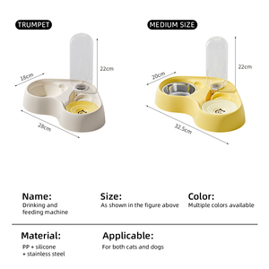 Bol d'eau et de nourriture pour animaux de compagnie, un seul bol pour <span class=keywords><strong>chat</strong></span> et chien avec abreuvoir automatique en acier inoxydable - Product Image 5
