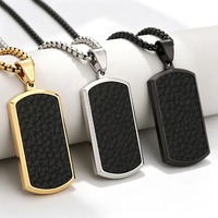 Collier pendentif militaire multicolore en acier inoxydable, breloques rectangulaires vierges pour hommes et femmes, fournitures de bijoux