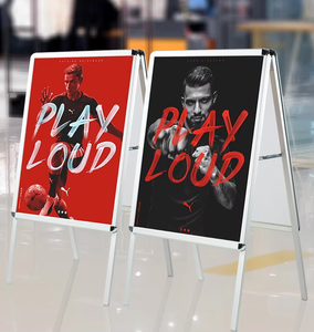 Panneau de signalisation de trottoir pliable double face en aluminium, différentes tailles A0/A1/B1, taille personnalisée, argent/noir, pour arrêt client - Product Image 2