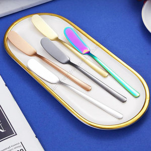 Couteau à fromage et à beurre à long manche en acier inoxydable 304 avec spatule métallique, personnalisable avec logo, vente en gros Syh1211 - Product Image 3