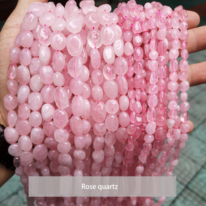 Gül kuvars kristal şifa takı yarı mamul ürünler doğal şekilli deliklerle ham taşlar boncuk ezilmiş taşlar toptan - Product Image 1