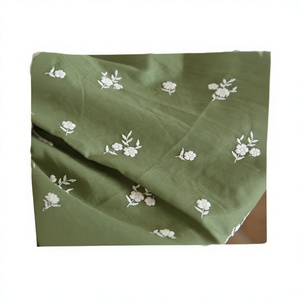 Tela de Bordado Verde, Entretelas y Forros, Tela de Lino con Bordado <span class=keywords><strong>a</strong></span> <span class=keywords><strong>Mano</strong></span> con Pequeñas Flores, Precio al por Mayor Más Barato - Product Image 4