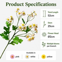 Ranting Chamomile Buatan HG, Bunga Daisy Sutra Putih Tiruan untuk Buket Pernikahan, Dekorasi Vas Rumah Gaya Boho, Grosir