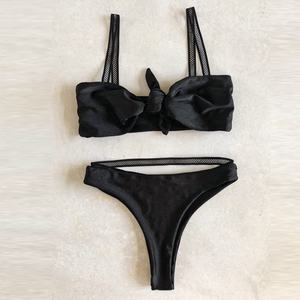 Bikini de una pieza con logo personalizado, estampado de puntos sólidos, brillante, de cintura alta, corte en V, tipo tanga, servicio OEM, talla XXS - Product Image 5