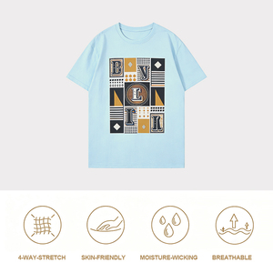 เสื้อยืดคอกลมทรงปกติสำหรับผู้ชาย ODM ผ้าฝ้ายเมอร์เซอไรซ์ย้อมสี ป้องกันการเป็นขุย แขนสั้น ลายนูน ไซส์ใหญ่ สีพื้น - Product Image 3