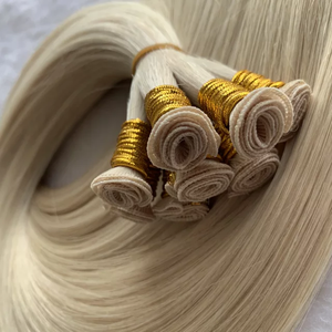 Extensions de cheveux tissées à la main Genius Weft Hair 100% cuticules intactes, lisses, tissées à la main, fournisseur de cheveux humains russes - Product Image 5