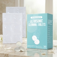 Comprimés de nettoyage ultrasonique pour prothèses dentaires en plastique en gros, 30 comprimés par boîte, dissolution rapide, élimination profonde de la plaque dentaire
