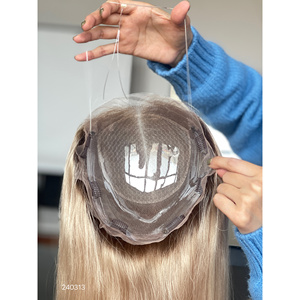 High Quality 16-Inch European Virgin Human Hair for Lace Front <b>Wig</b> Free Part Blonde Colors SHY Mini Topper for White Women - Product Image 4